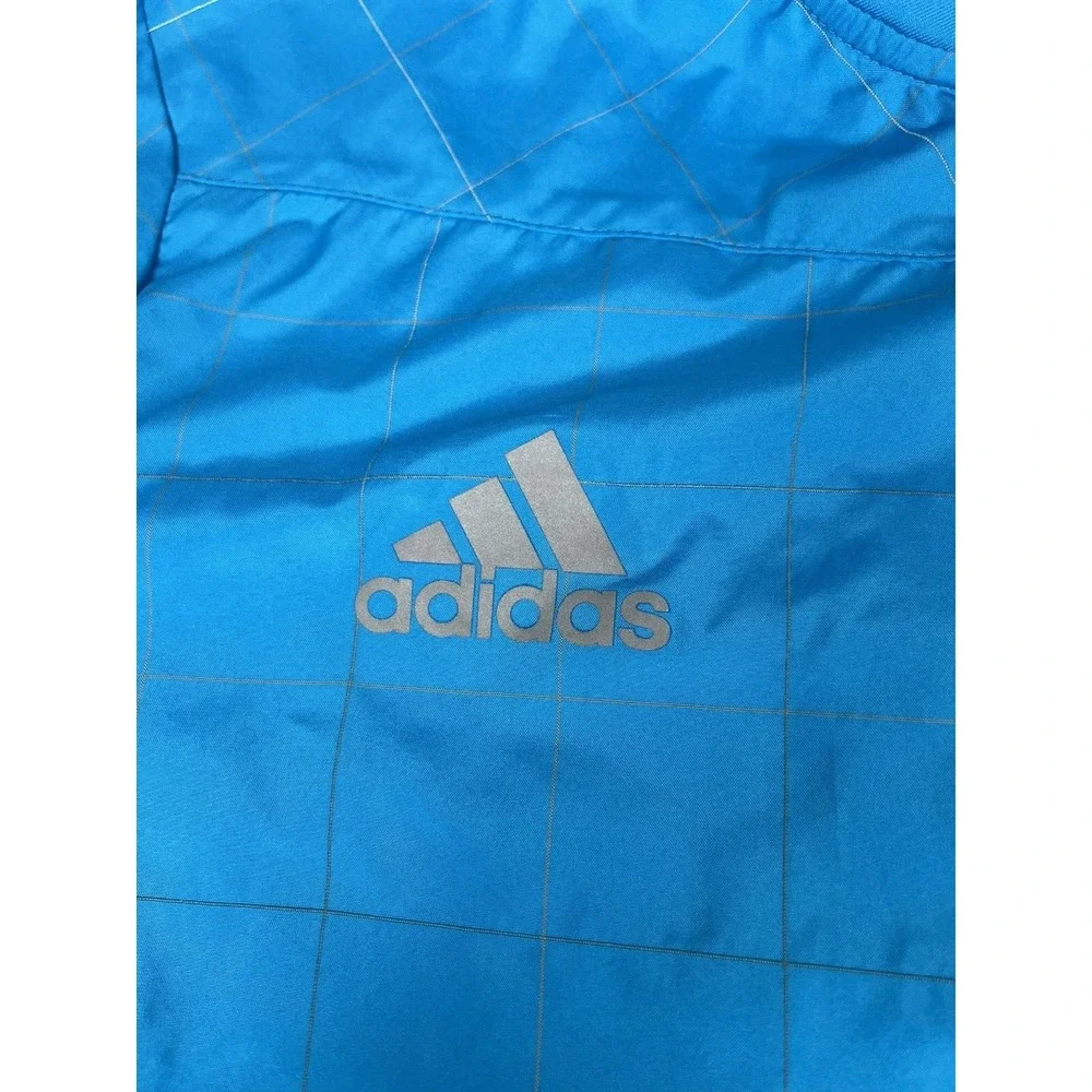 Adidas Running Boston Marathon 2014 Blue Reflective Zip Wind Jacket Men's M